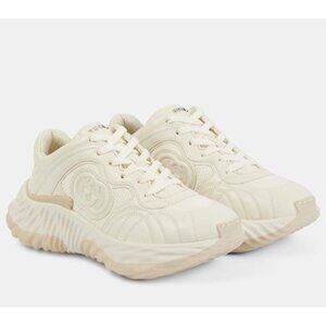 Gucci Ripple Interlocking G Leather Mesh Sneakers Off White 771471 UK10.5